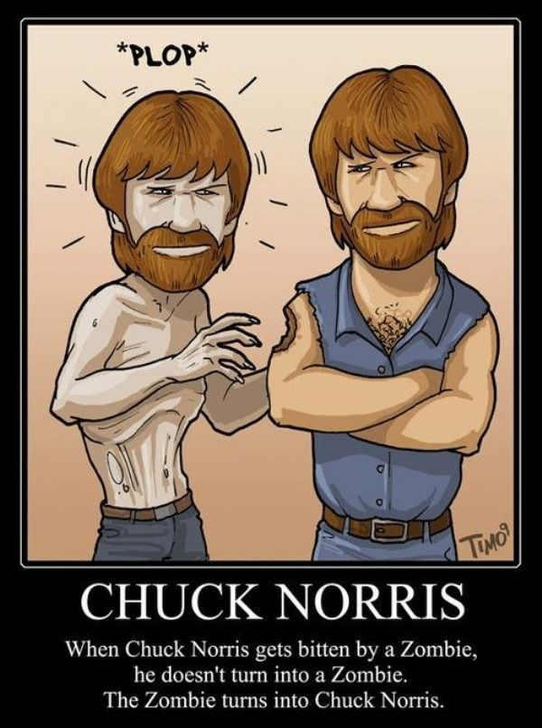 Chuck Norris bitten by a Zombie